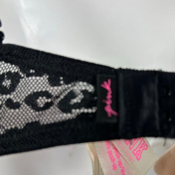 PINK Victoria’s Secret Black Lace Wear Everywhere Push Up Bra size 34B - Picture 8 of 8
